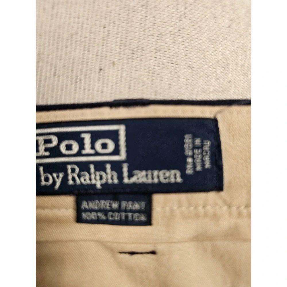 Polo Ralph Lauren Andrew Pant Mens 38x32 Navy Blue Pleated Cotton Chino Trousers